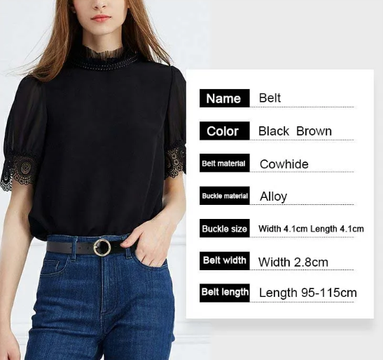 Casual Round Buckle Versatile Leather Belt