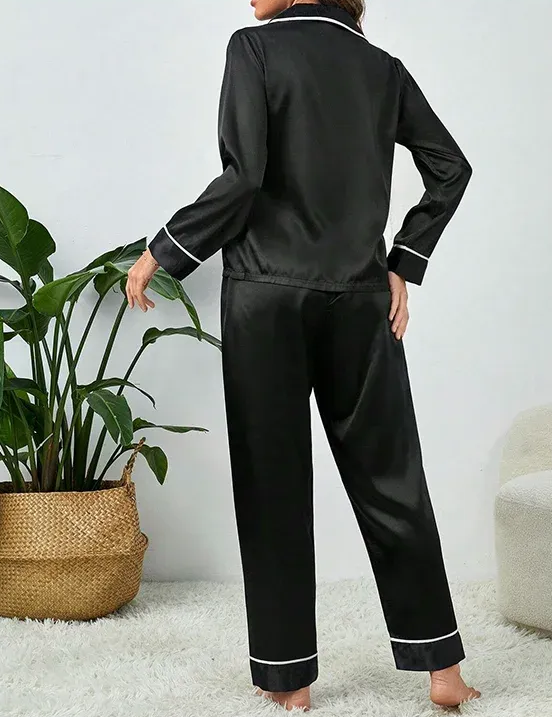 Long-Sleeve Ice Silk Pajama Set