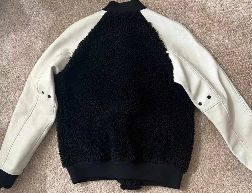 NEW COACH BOMBER RT $2k Jacket Mens M Leather Sleeves jShearling Front