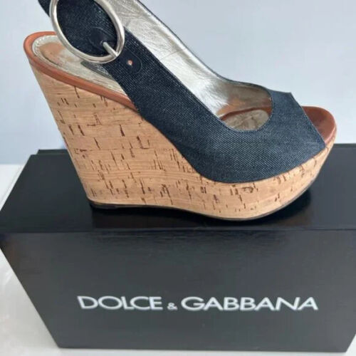 DOLCE AND GABBANA SEXY Cork Platforms Size 7 Retailed $750