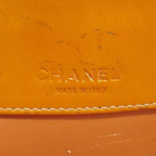 CHANEL Triple Coco Punching Tote Bag Enamel Orange CC Auth jk1312A
