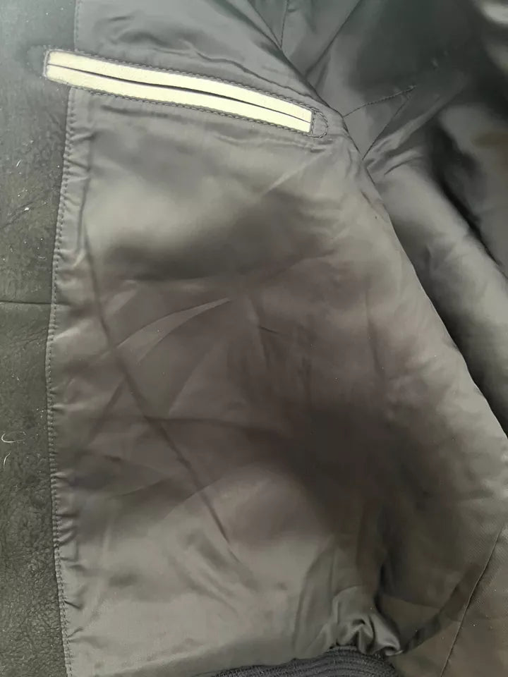 NEW COACH BOMBER RT $2k Jacket Mens M Leather Sleeves jShearling Front